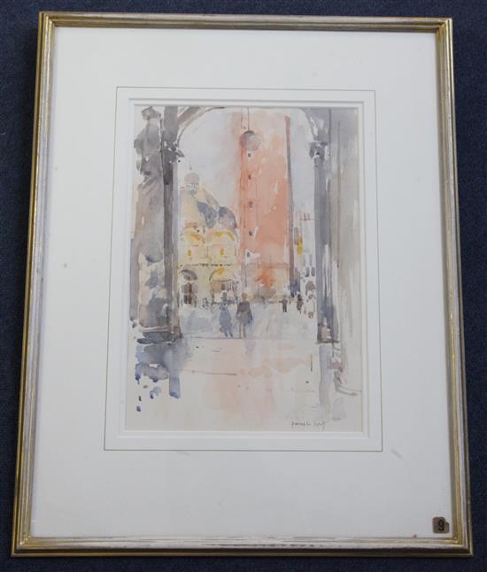 Pamela Kay (20th C.) St Marks Square from the west end and Camel rider, Jaislmere 9 x 11.5in and 11.5 x 8in.
